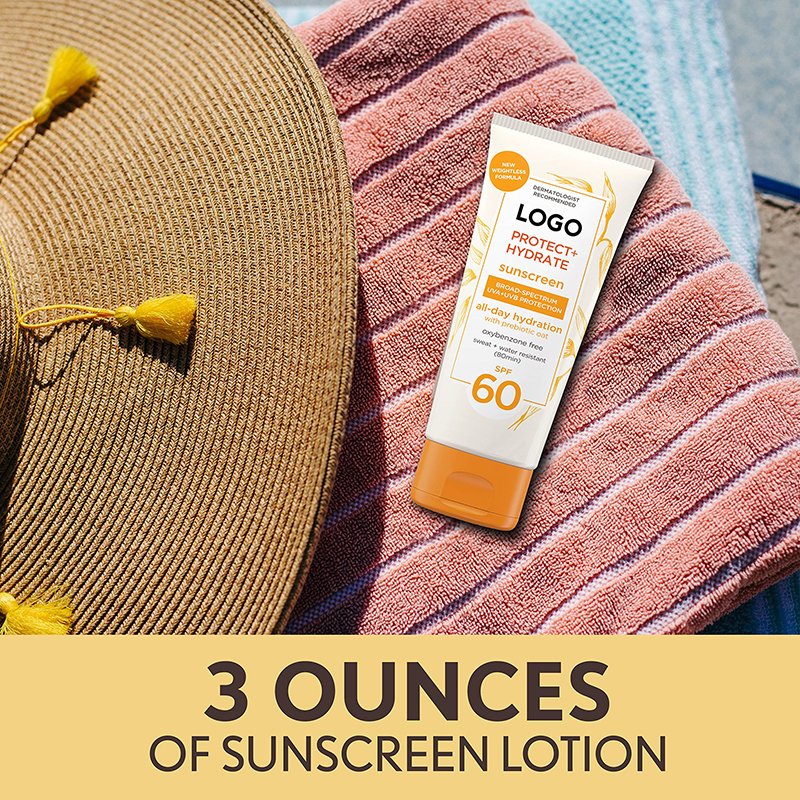 Private Label Vegan Oxybenzone free sweat water resistant Sunblock Lotion SPF 60 Organic Moisturizing Body Sunscreen