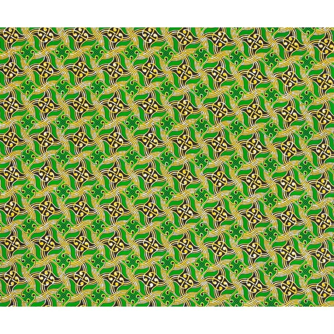 Green 100% Cotton Block Print Africa Wax Fabric Ankara Wax Prints Gold Super Fabric African Wax Print