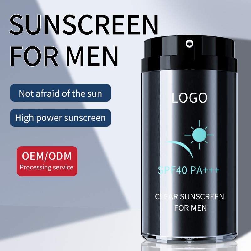 Private label MLXL manufacturer OEM ODM cosmetic clear men sunscreen spf 40 moisturizing whitening men facial sunscreen.