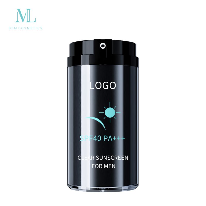 Private label MLXL manufacturer OEM ODM cosmetic clear men sunscreen spf 40 moisturizing whitening men facial sunscreen.