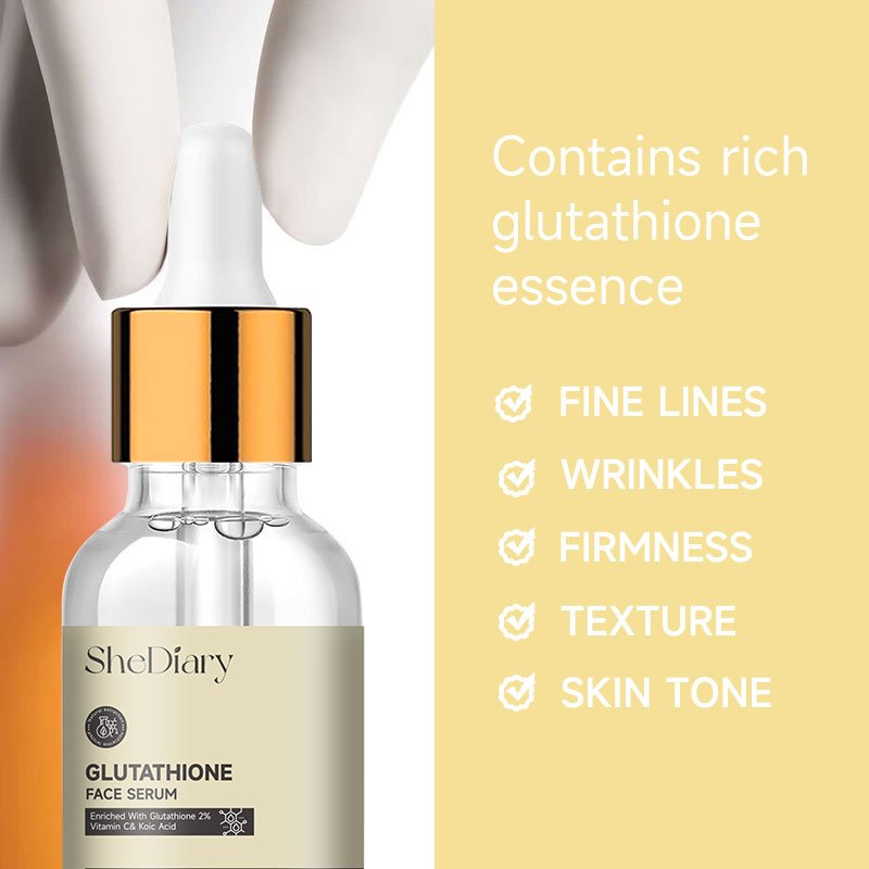 Private Label Glutathione Whitening Freckle Serum Remove Melasma Dark Spots Face Whitening Serum with Vitamin C Kojic Acid