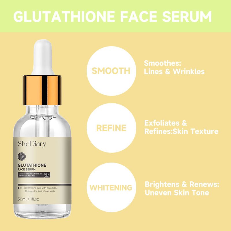 Private Label Glutathione Whitening Freckle Serum Remove Melasma Dark Spots Face Whitening Serum with Vitamin C Kojic Acid