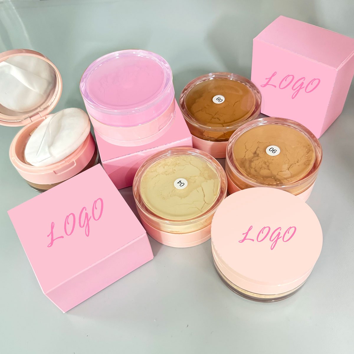 Face pink loose setting powder vegan water proof setting powder private label matte loose talc free vegan makeup setting powder