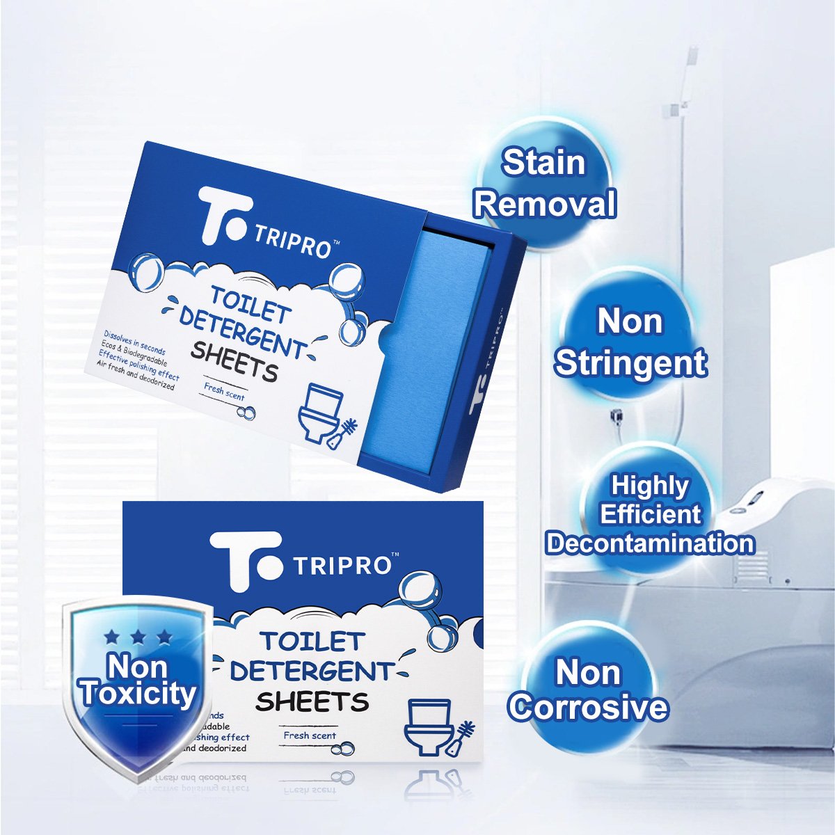 Factory wholesale decontaminating eco friendly toilet cleaner sheet