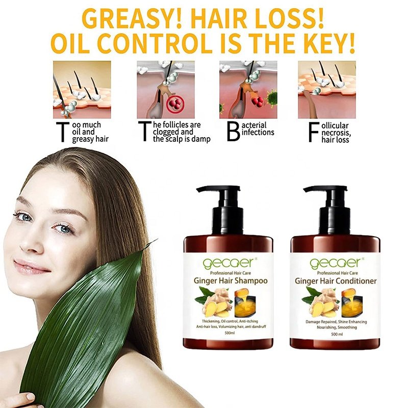 Organic Hair Care Oil Control Ginger Hair Shampoo and Conditioner Private Label Anti-dandruff Loss Ginger Hair Shampoo Unisex