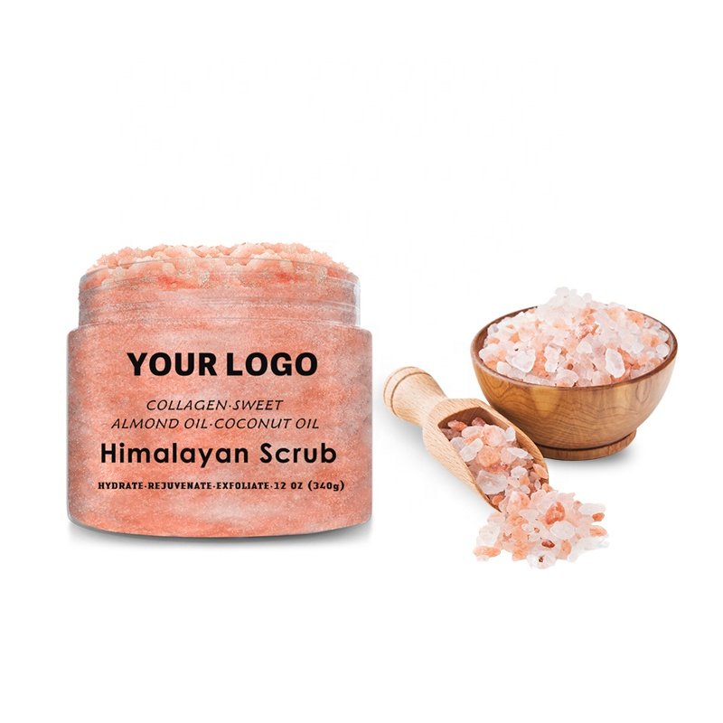 OEM Himalayan Salt Scrub For Exfoliating Body With Private Label Collagen Sweet Almond Coconut Oil Salt Body Scrub