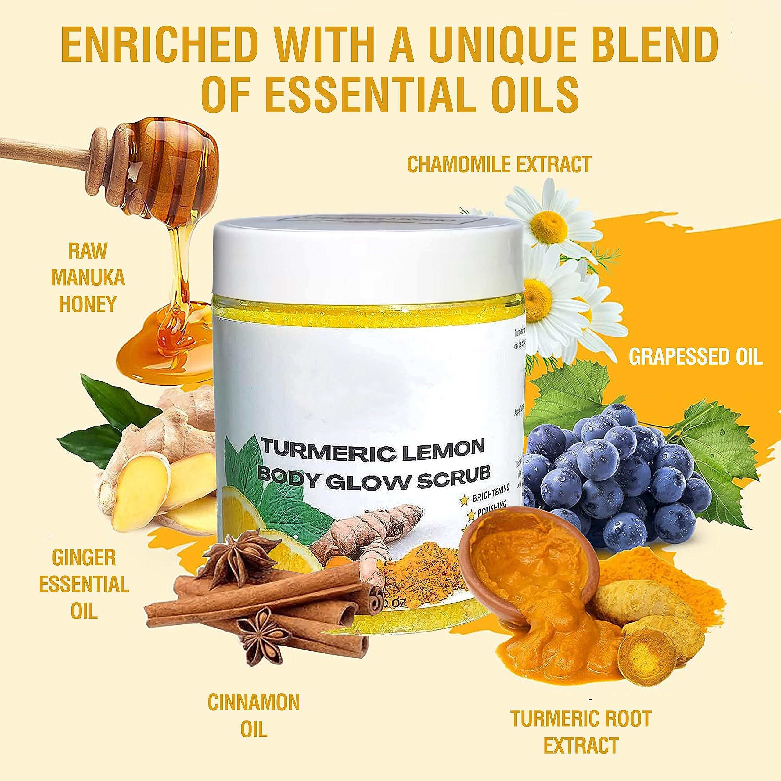 100% Natural Ingredients Turmeric Brightening Skin Friendly Sugar Body Scrub For Dark Spots