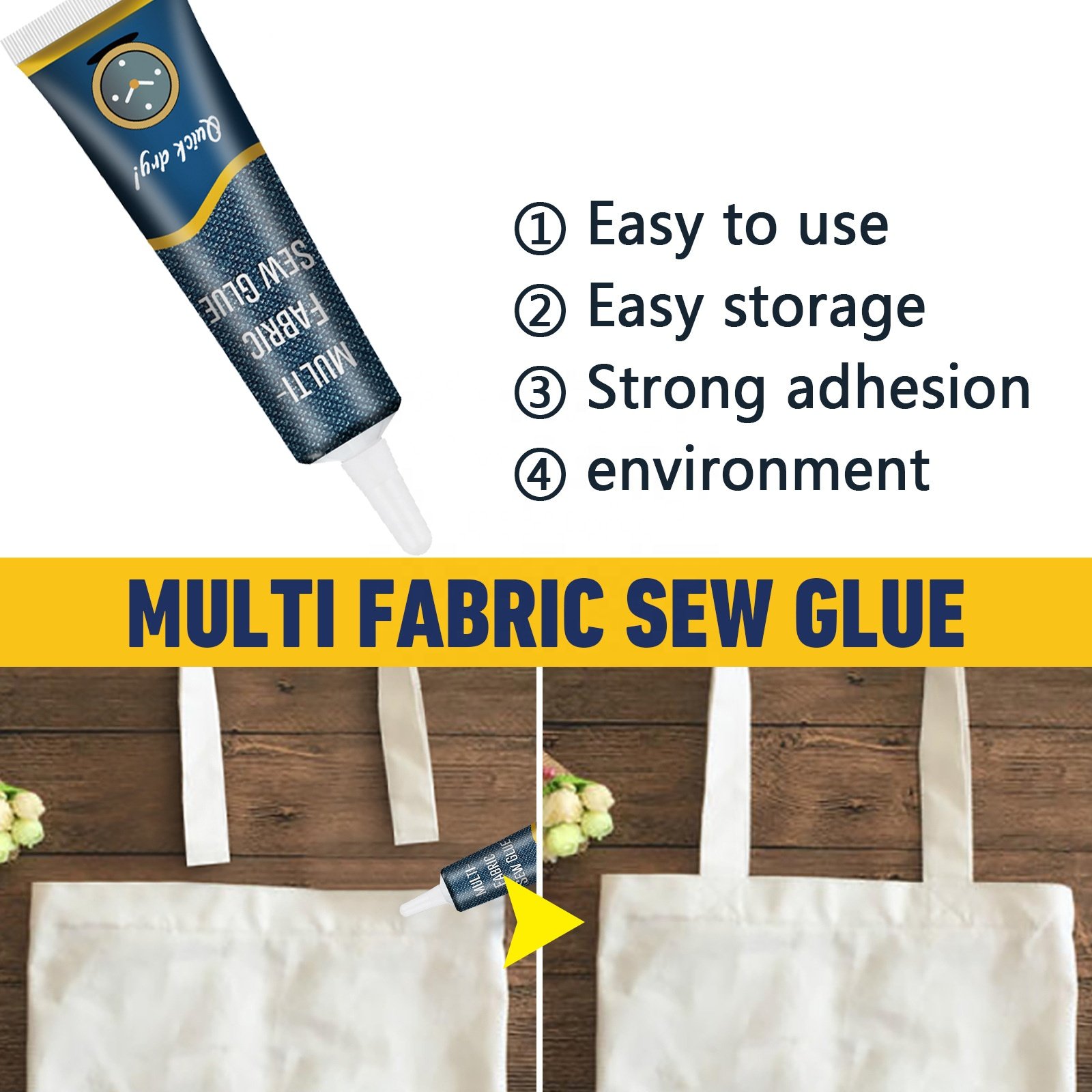 Jue-Fish Effective Quick Dry Printed Pants Insoles Jeans Fabric Ripped Repair Glue For Clothing Adhesive Multi-Fabric Sew Glue