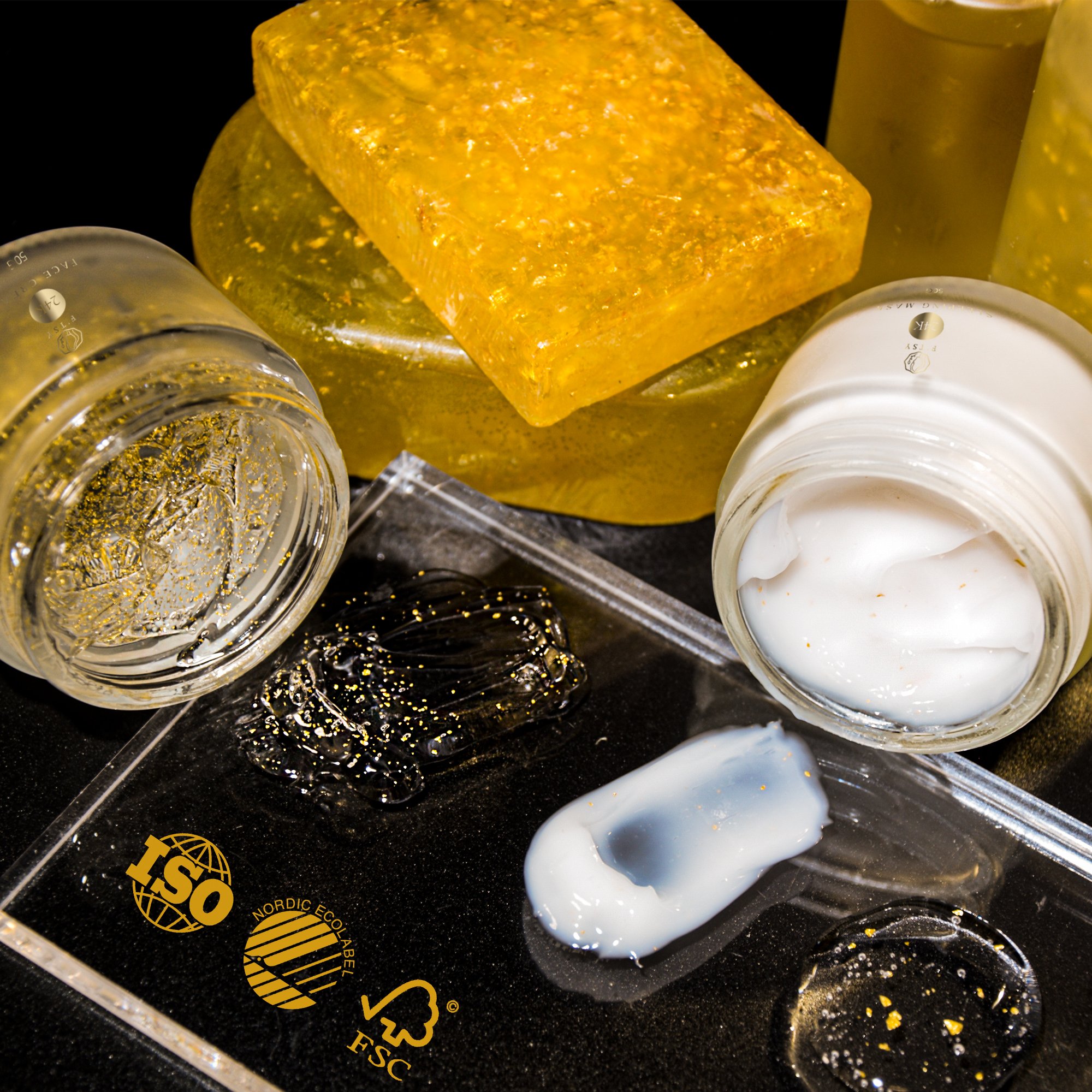 Whitening 24K Gold Skin Care Set 24K Gold Soap Body Lotion Face Lotion Serum Cream Gold foil Toner