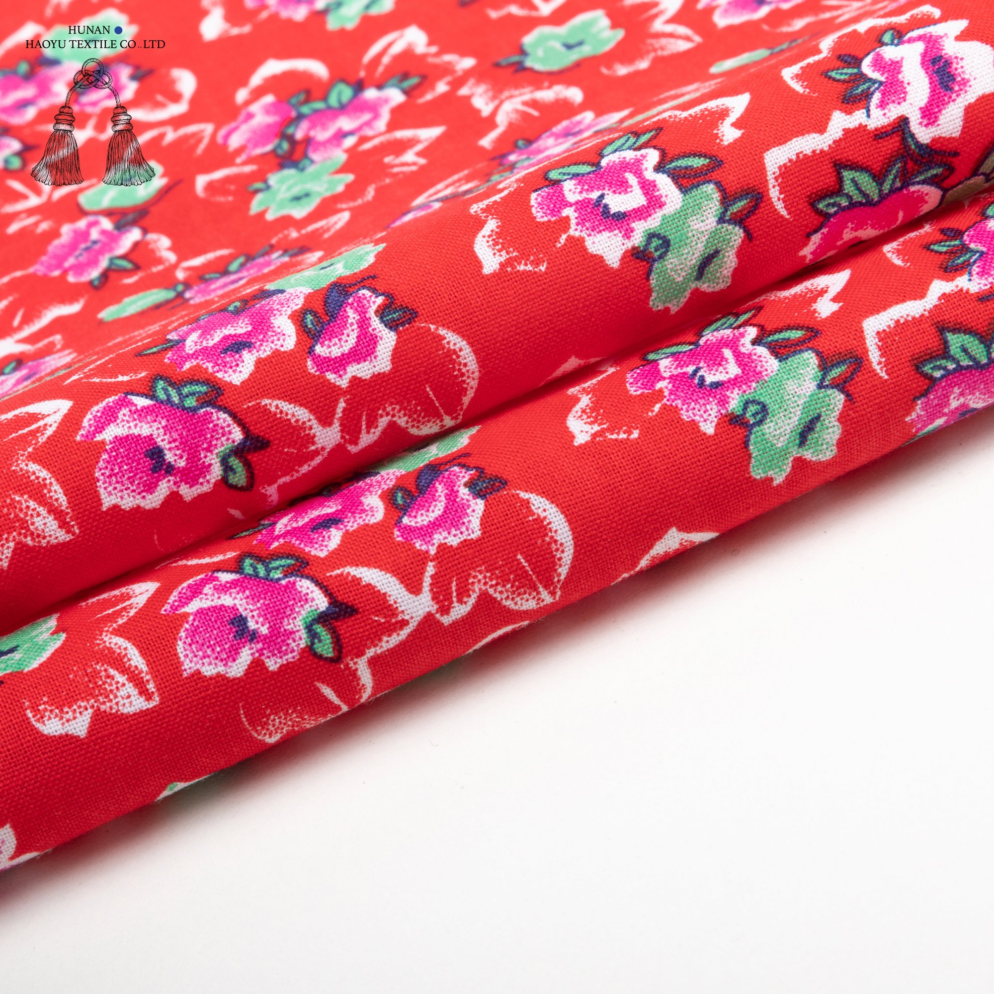 Haoyu textile factory High quality 100%cotton customized printing fabric C21*21 60*60 130gsm woven fabric for women dress