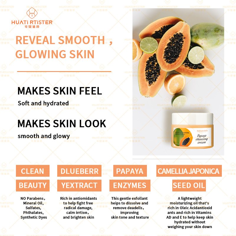 RubioAroma Private Label Natural Organic Face Deep Cleanser Papaya Makeup Remover Cleansing Balm