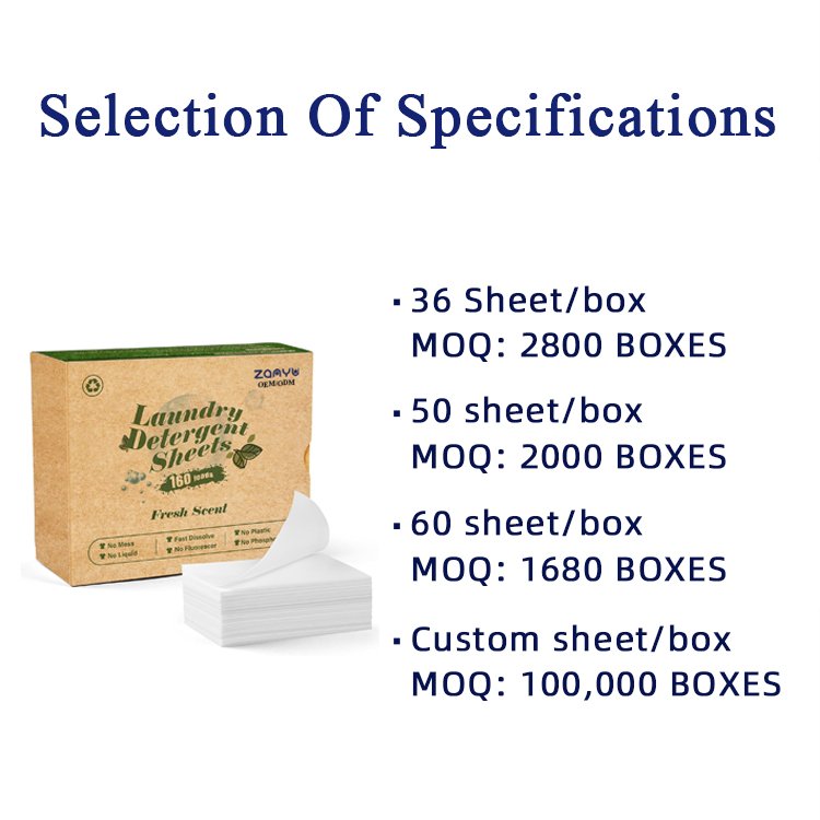Private Label Eco-Friendly Laundry Sheets 36 Sheet Deep Cleaning Fresh Laundry Tablet Organic Detergent Easy To Dissolve