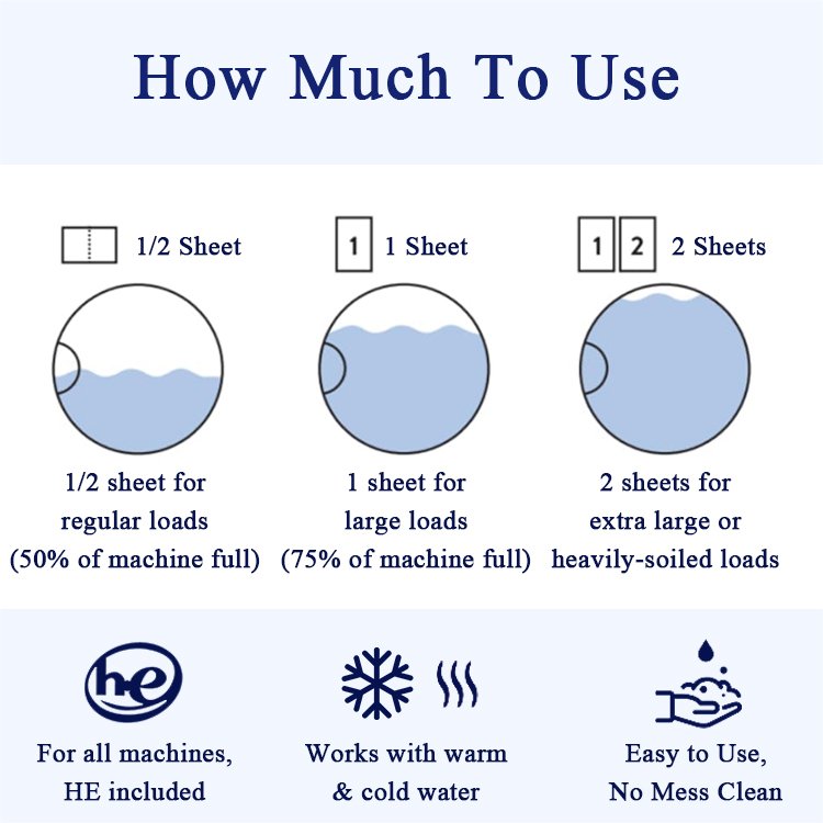 Private Label Eco-Friendly Laundry Sheets 36 Sheet Deep Cleaning Fresh Laundry Tablet Organic Detergent Easy To Dissolve