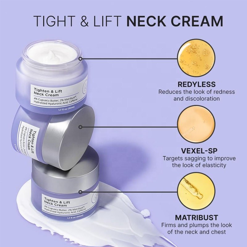 tiktok hot sale product Hyaluronic acid caffeine tighten Lift Neck Cream anti aging whitening Night Day Firming balm
