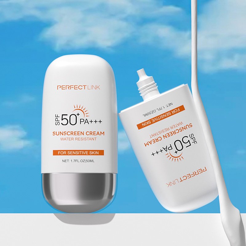Wholesale OEM Cream/Liquid Color Sunscreen with Zinc Oxide UVA UVB Protective Lotion Long Lasting Facial Sunscreen SPF 50