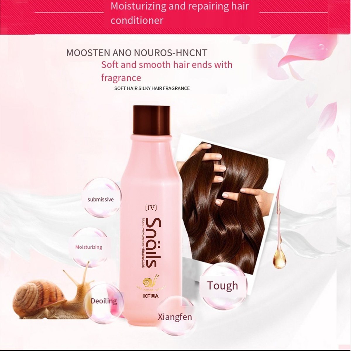 Snail wholesale shampoo OEM/ODM Hair Wash and care Moisturizing Shampoo shower gel and Conditioner for Natural care