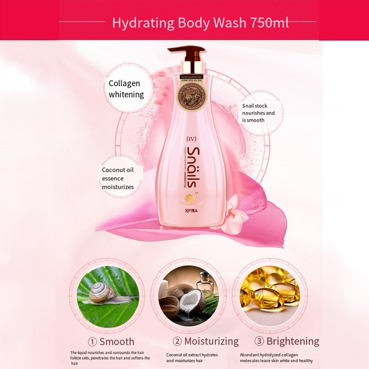 Snail wholesale shampoo OEM/ODM Hair Wash and care Moisturizing Shampoo shower gel and Conditioner for Natural care