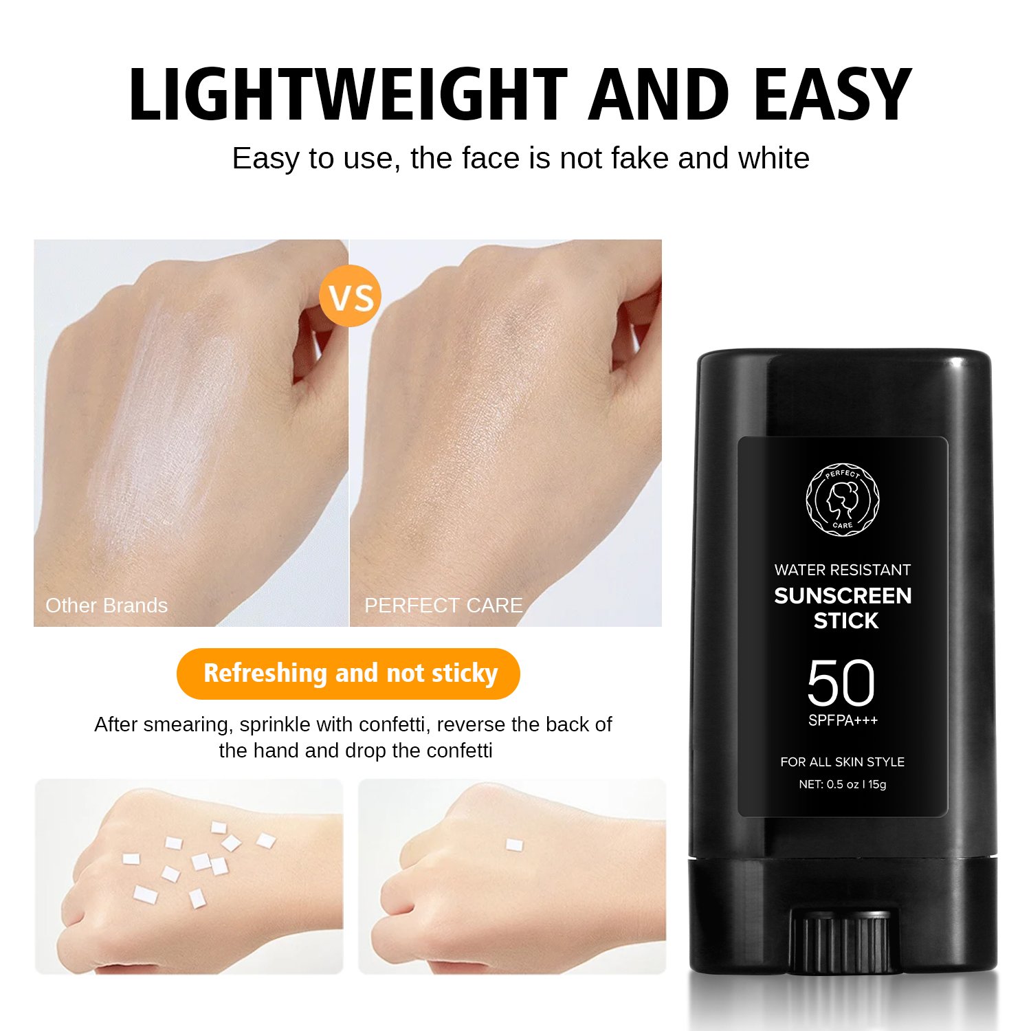Perfectcare Natural Korean Zinc oxide Skincare Anti UV Sunblock Cream for Face Face Care Water Resistant Sunblock Stick SPF 50