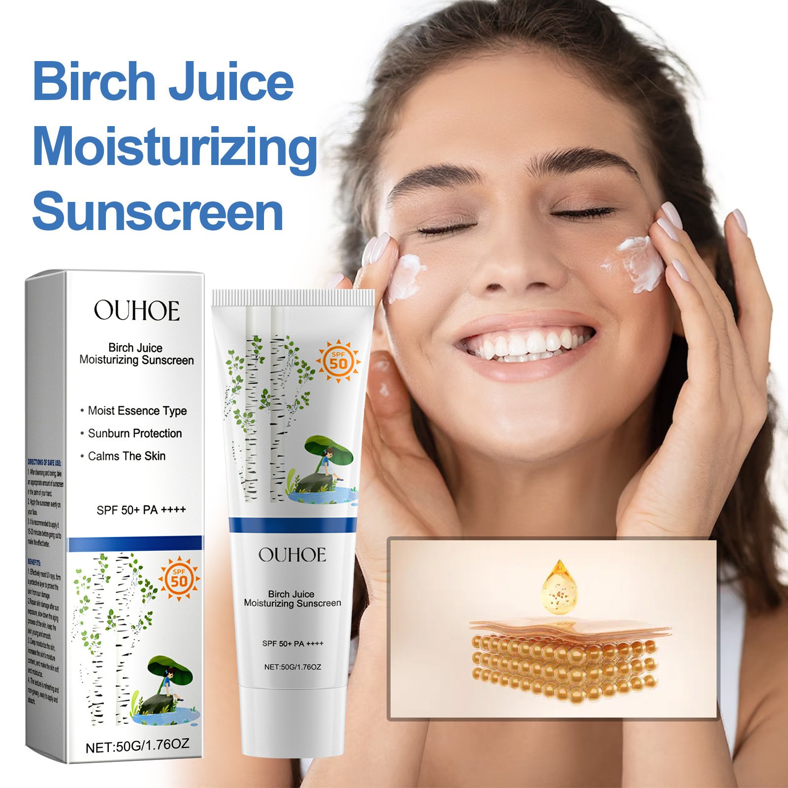 Private Label Sun Screen Cream Spf 50 Whitening waterproof Face Sunblock Lotion Sunscreen For Body Korean Sunscreen 50g