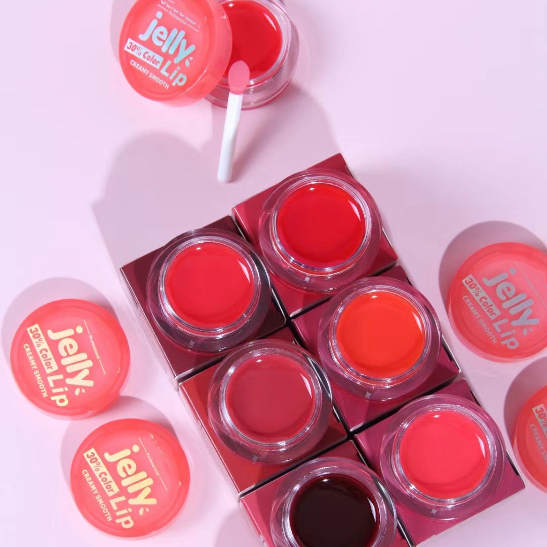 Wholesale Natural Organic Jelly Lip Balm Moisturizing Applicator Lipstick Light Color Mirror Jar Lipstick
