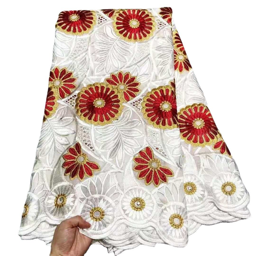 2022 Latest Water Soluble, Pure Cotton Dry Lace Swiss African Whit Voile Lace In Switzerland Wedding Guipure Dress Fabric/