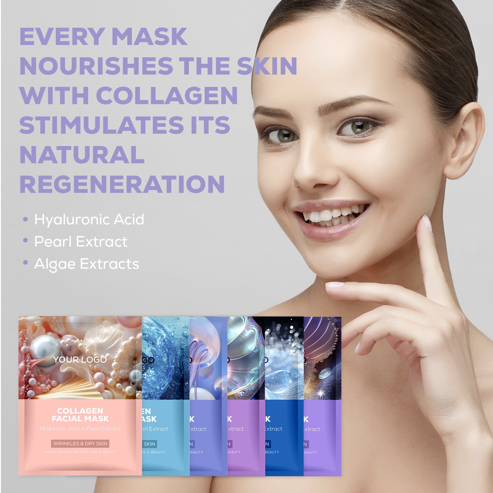 Private Label Whitening Anti Aging Wrinkle Gold Black Lifting Ice Cooling Collagen Beauty Skin Care Face Mask Sheet For Woman