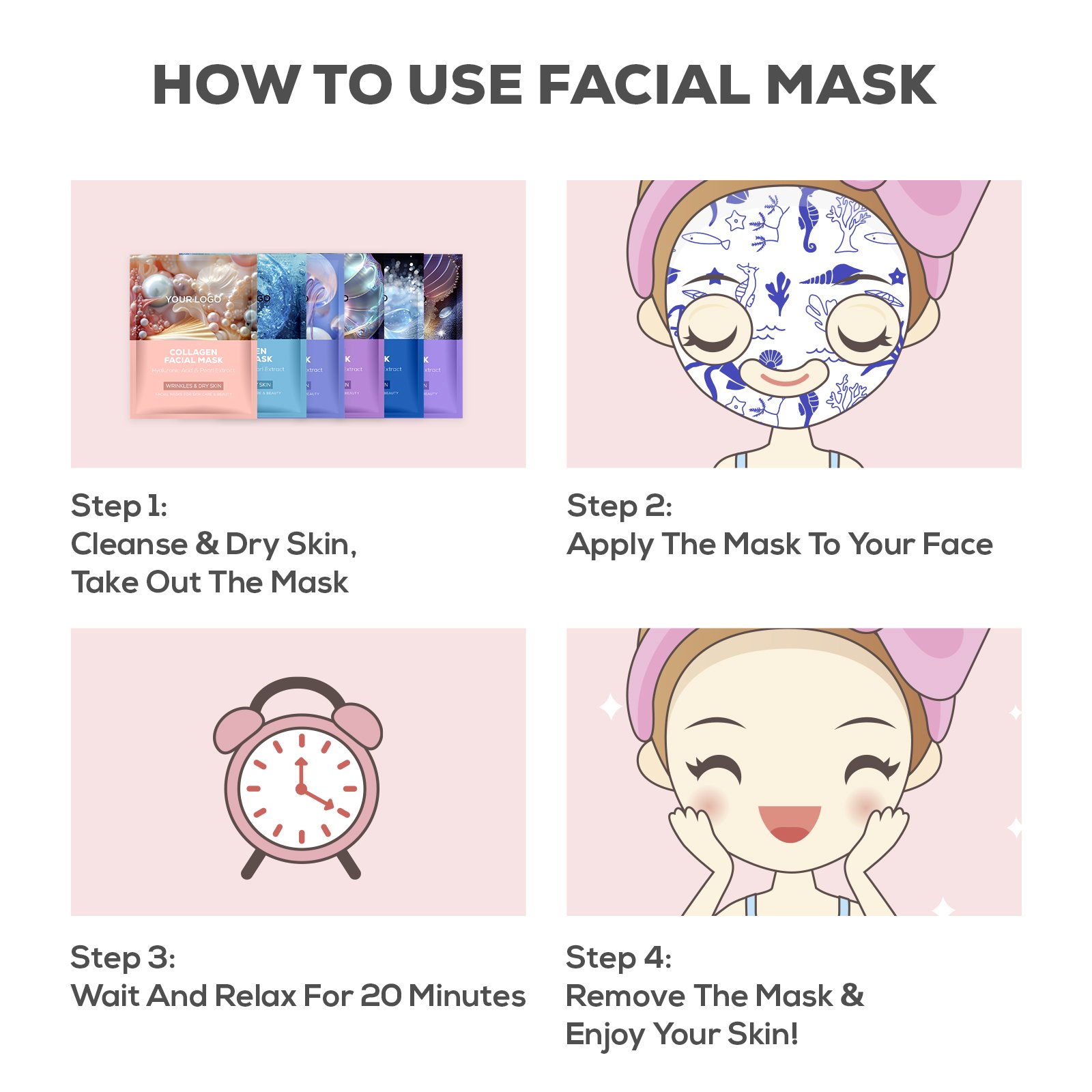 Private Label Whitening Anti Aging Wrinkle Gold Black Lifting Ice Cooling Collagen Beauty Skin Care Face Mask Sheet For Woman