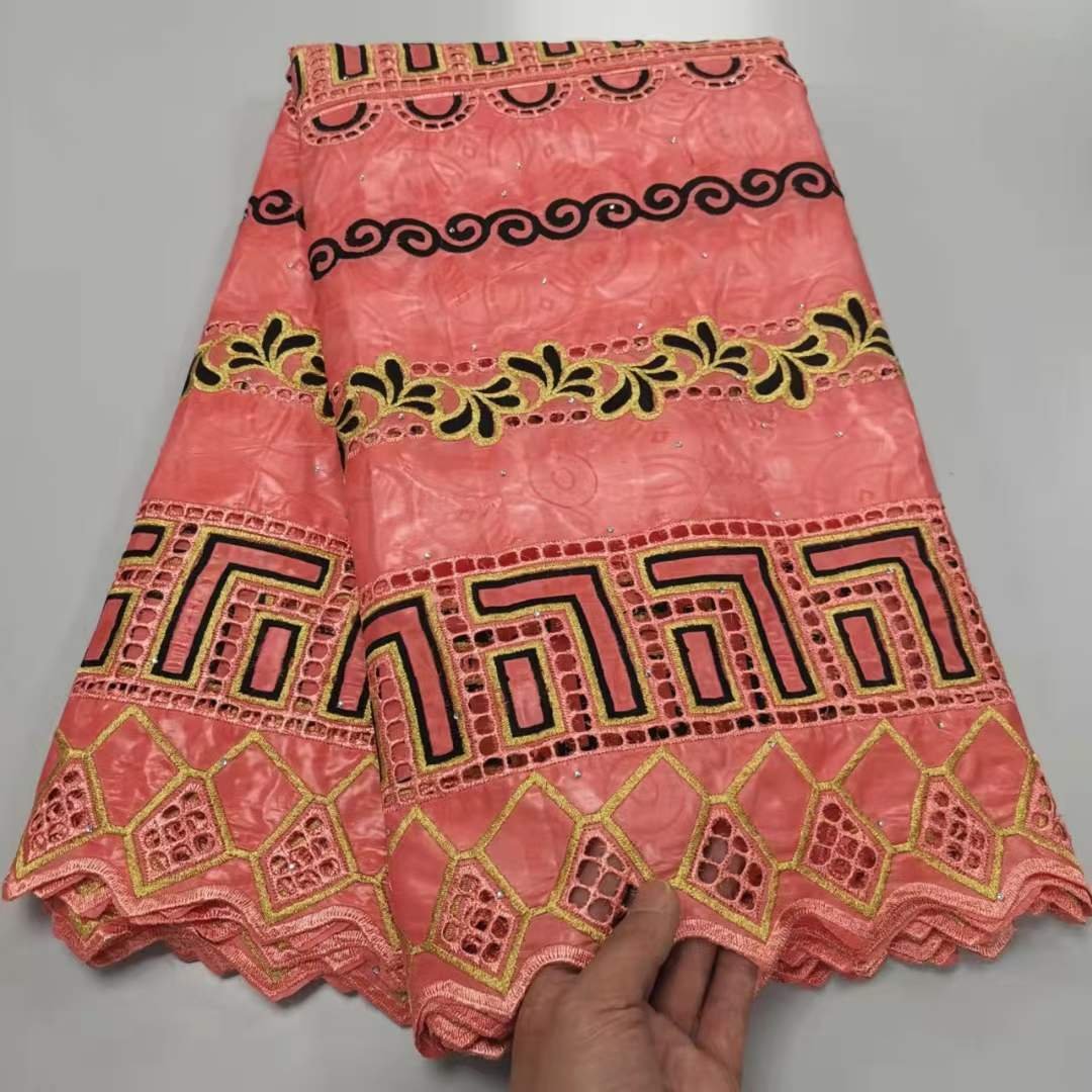 Good Quality African Bazin, Riche Nigerian Cotton Embroidered Fabric Cotton Embroidery Bazin Fabric for Beautifical Woman Dress/