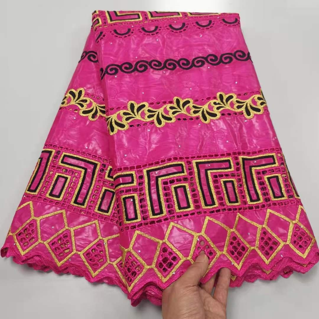 Good Quality African Bazin, Riche Nigerian Cotton Embroidered Fabric Cotton Embroidery Bazin Fabric for Beautifical Woman Dress/