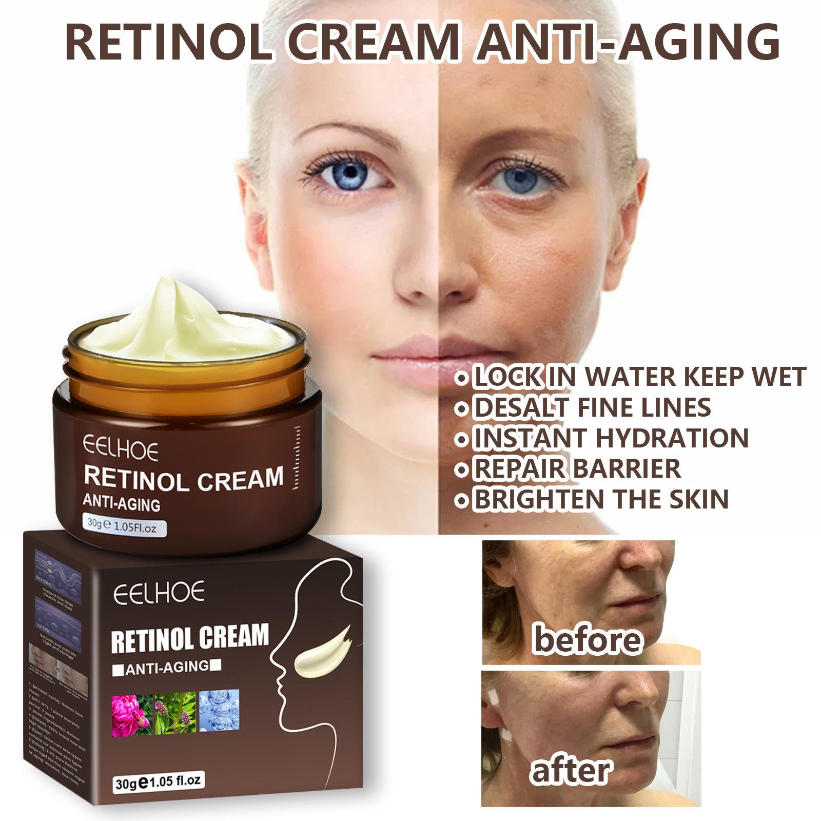 Wholesale Organic Facial Skin Care Revitalizer Moisturizer Face Lift Cream Hyaluronic Acid Anti Aging Retinol Face Cream