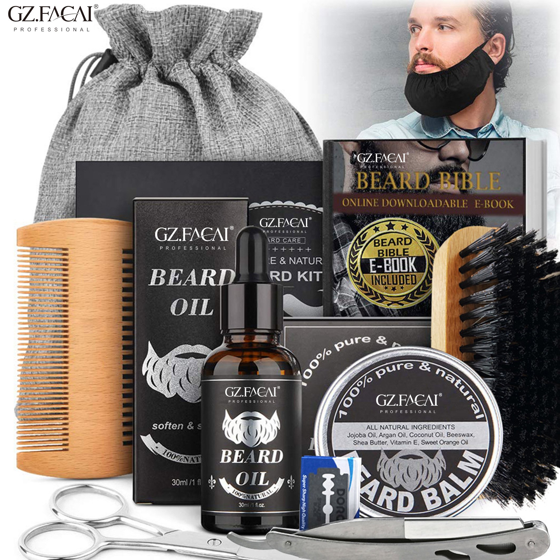 OEM wholesale High quality Premium Men's stylish Complete beard care kit Pamper Your Beard