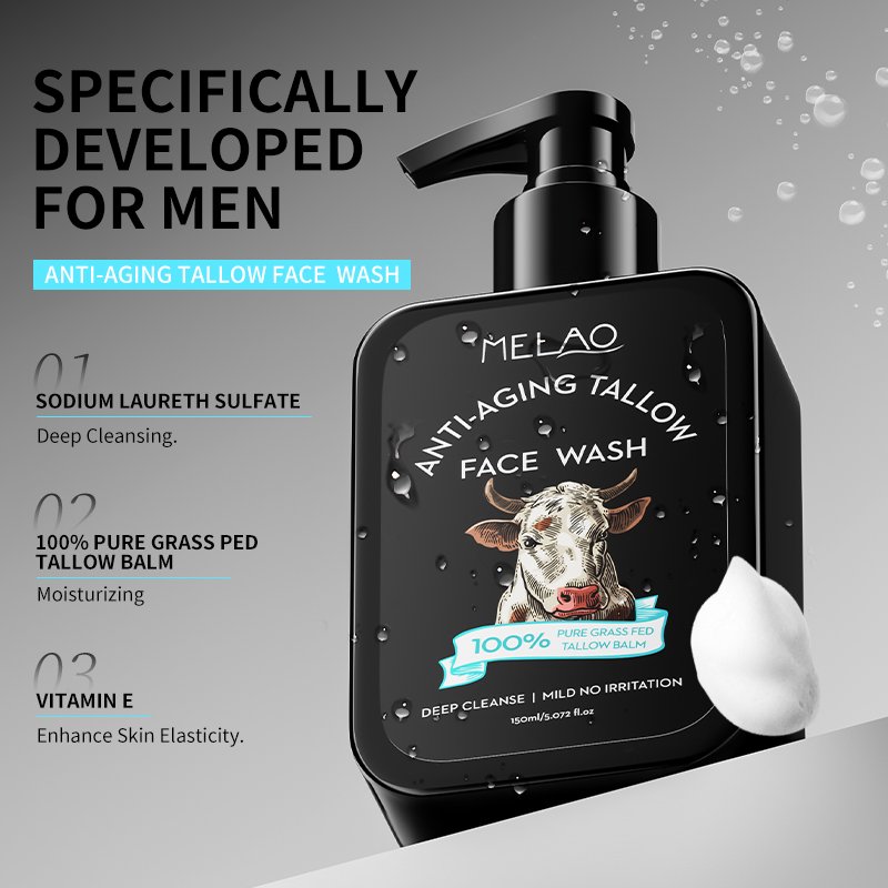 OEM Organic Skin Care Anti-aging Tallow Face Wash Helps Reduce Wrinkles, Sun Spots And Discoloration Tallow Face Wash Cleanser
