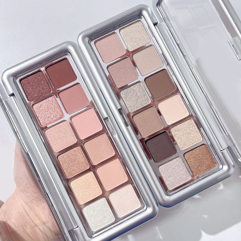 Makeup chinese vegan waterproof 12-color eye shadow palette pearlescent matte chromatic sparkle eyeshadow pigment palette