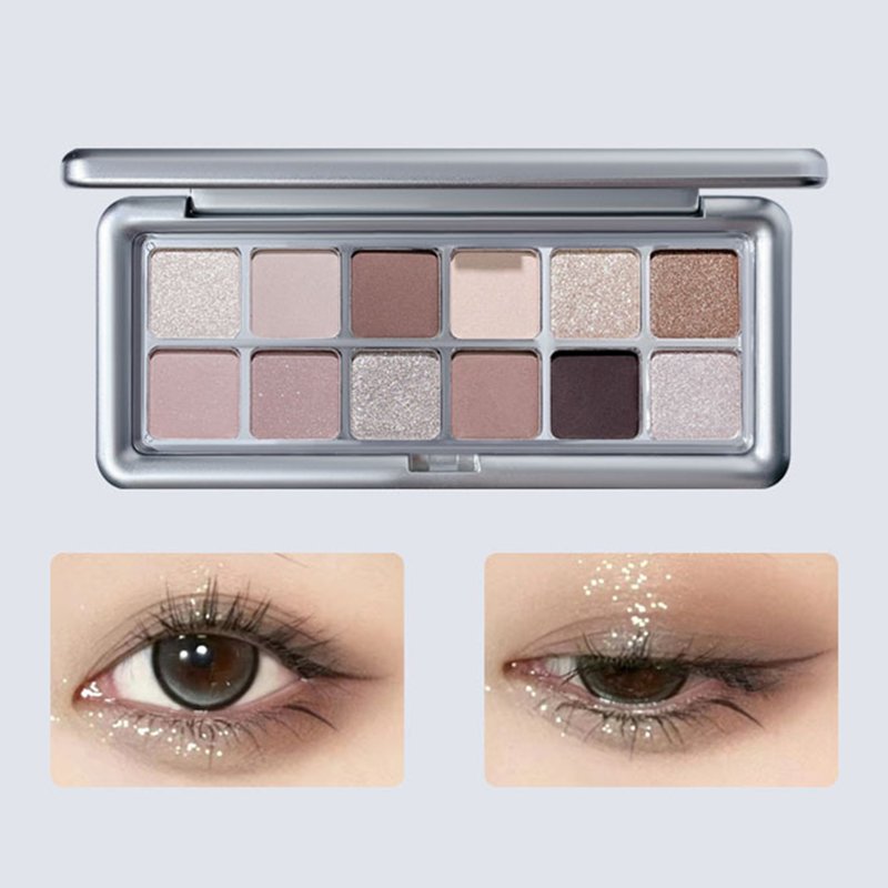 Makeup chinese vegan waterproof 12-color eye shadow palette pearlescent matte chromatic sparkle eyeshadow pigment palette
