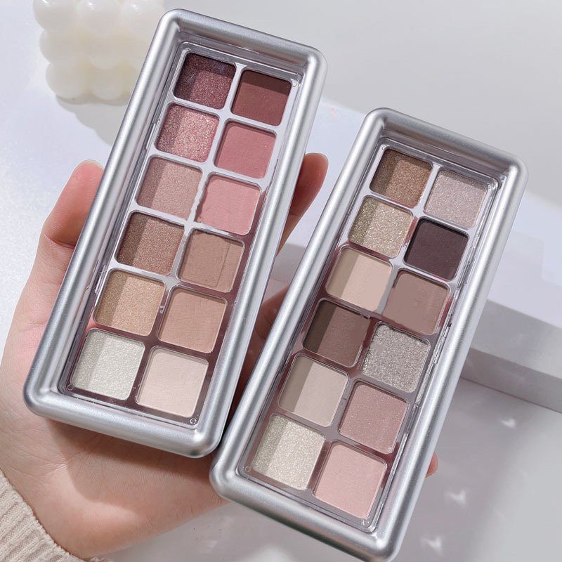 Makeup chinese vegan waterproof 12-color eye shadow palette pearlescent matte chromatic sparkle eyeshadow pigment palette