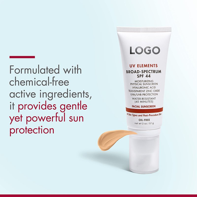 Private Label UV Elements SPF 44 Sunblock Cream Tinted Moisturizer Dry Skin Mineral Facial Sunscreen
