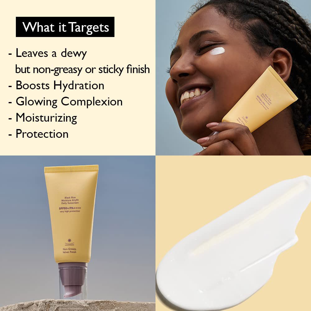 Best Selling Black Rice Sunscreen SPF50 Refreshing Moisturizing UV Protection Sunscreen Cream Lotion