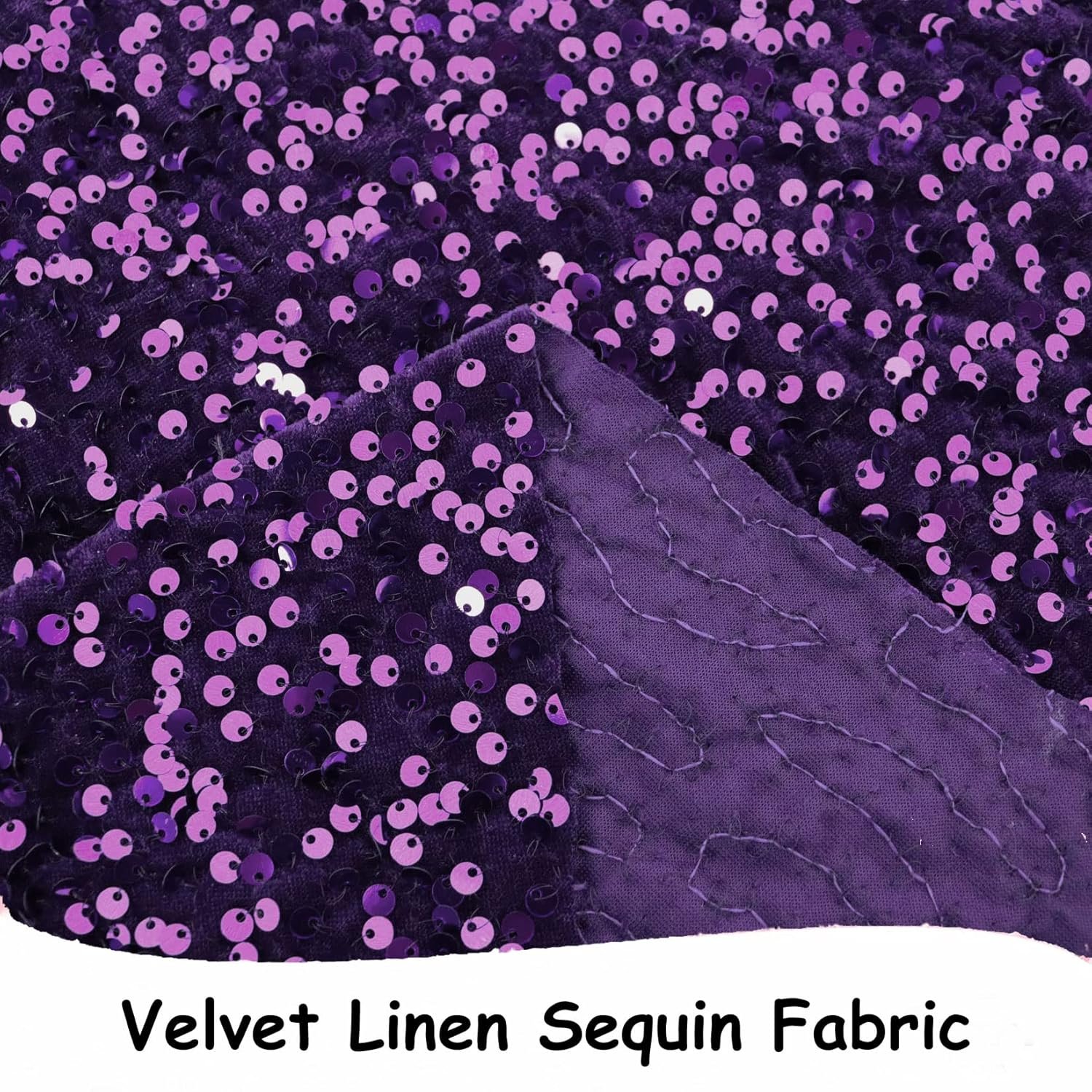 Hot Sale Stock Shiny purple Glitter Sequin Lace Fabric Stretch Sequin Velvet Fabric For Fashion Dress by Hitjem and home decor