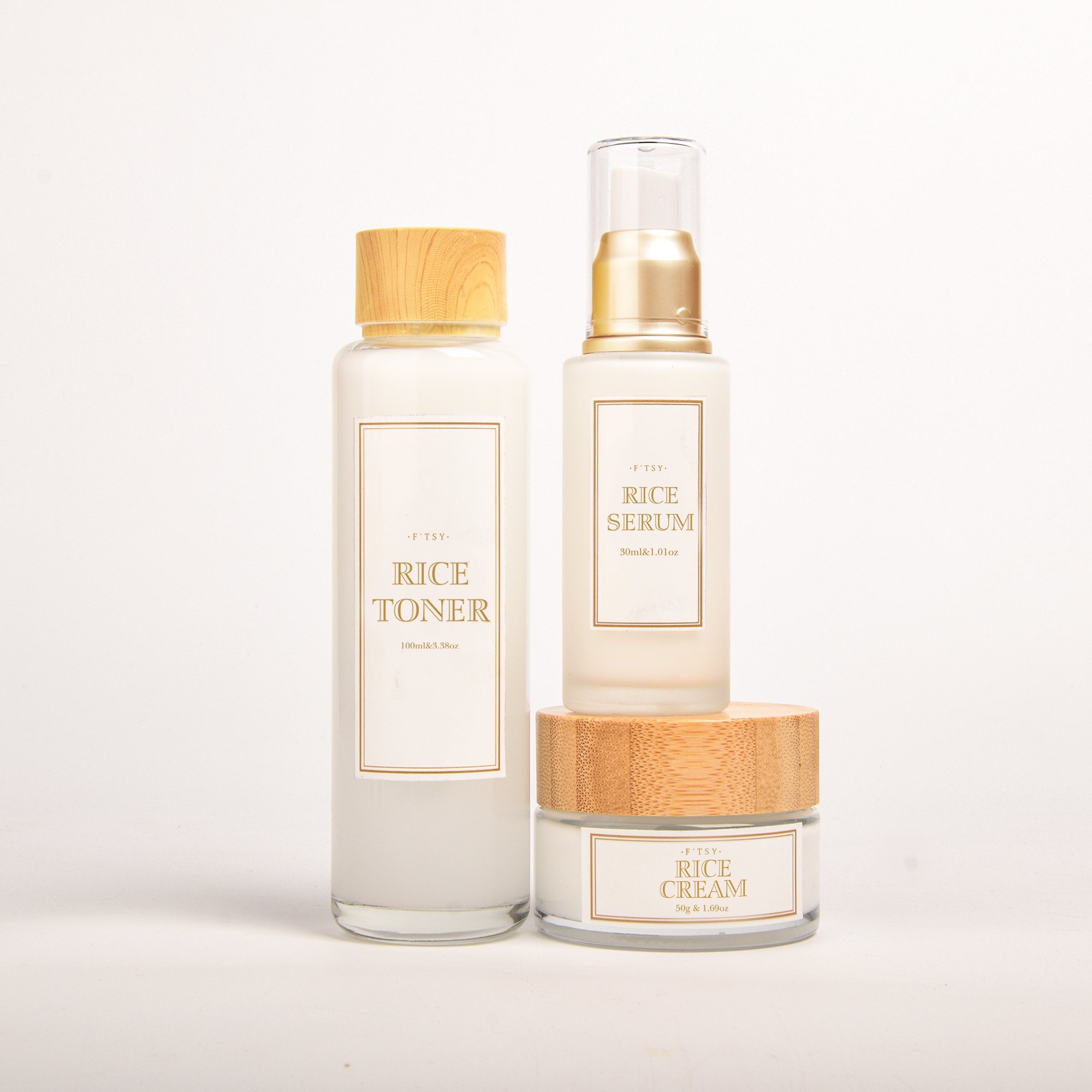 OEM Rice Essence Extract Gentle Nourishing Healing Moisturizing Toner Cream Serum Rice Skin Care Set
