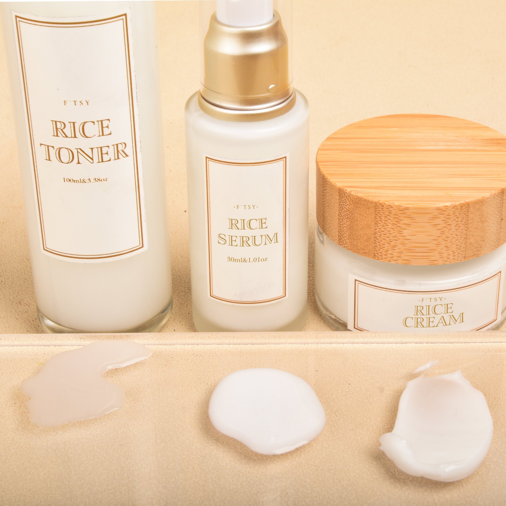 OEM Rice Essence Extract Gentle Nourishing Healing Moisturizing Toner Cream Serum Rice Skin Care Set
