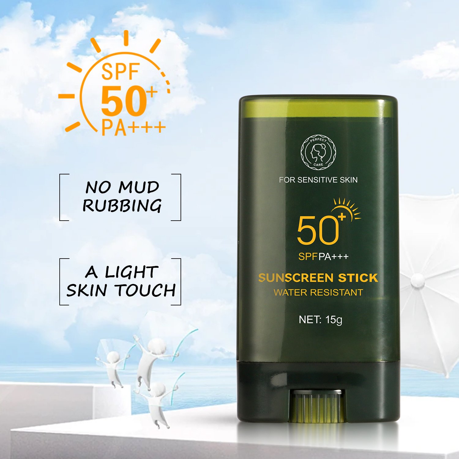 Private Brand OEM Logo Cream/Liquid Color Contains Zinc Oxide Sweatproof and Waterproof Spf 50 Face and Body Sunscreen Stick