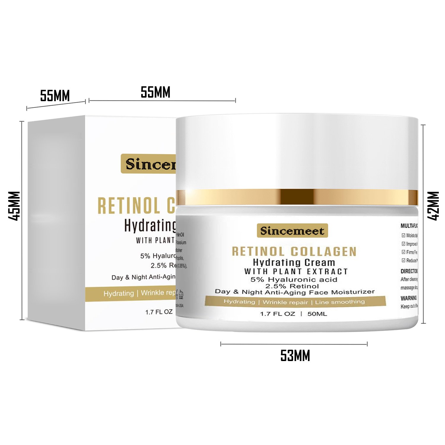 Private Label Organic Cosmetic Beauty Facial Skin Lighting Firming Anti Aging Wrinkle Moisturizer Retinol Whiten Cream For Women