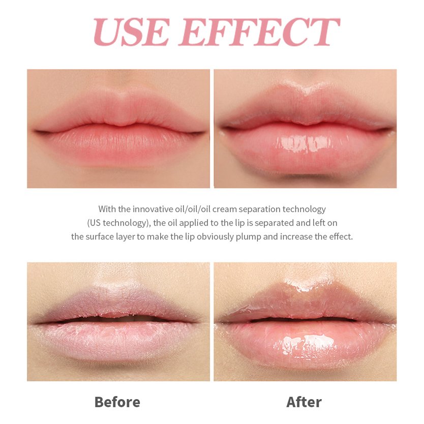 Rmoce Hydrating Lip Glow Oil Lip Plumper Gloss Moisturizing No-Sticky Transparent Plumping Lip Plumper Gloss