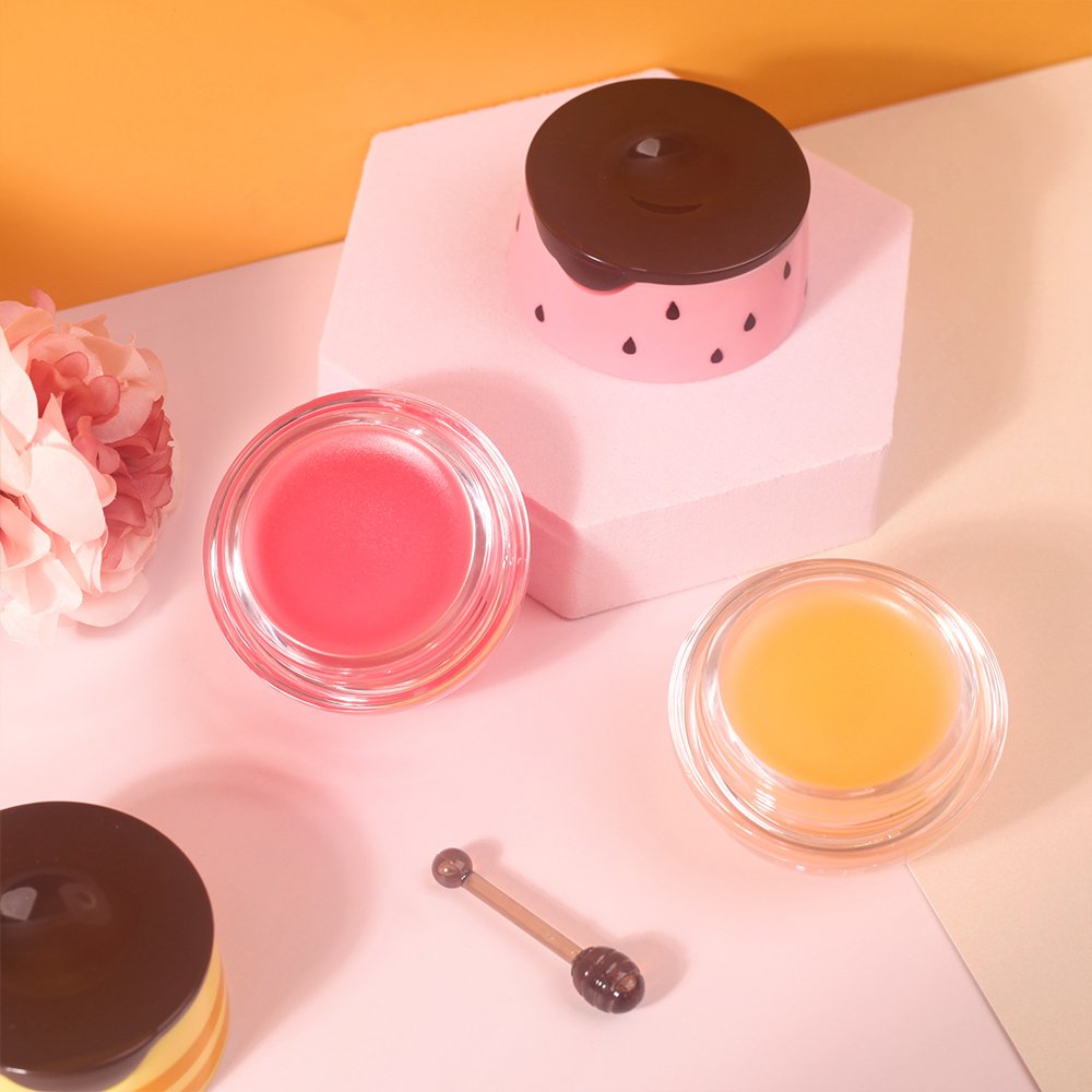 Nourishing organic vegan private label lip balm oem custom honey strawberry flavors collagen lipcare with lip brush lip mask