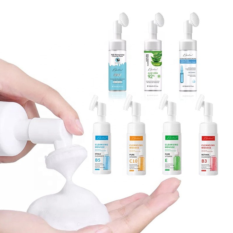 Natural Organic Korean Exfoliating Cleansing Mousse Pore Moisture Skin Care Oil Control Face Wash Foaming Facial Cleanser Brush