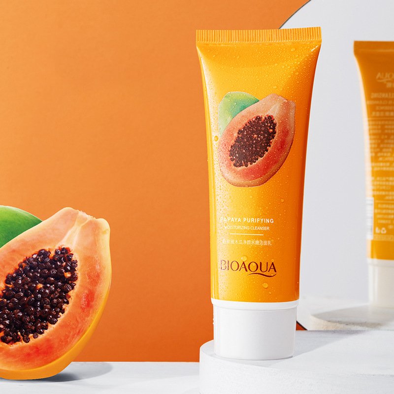 OEM BIOAQUA organic pawpaw moisturizing shrink pore face wash cleansing oil control foam facial cleanserser