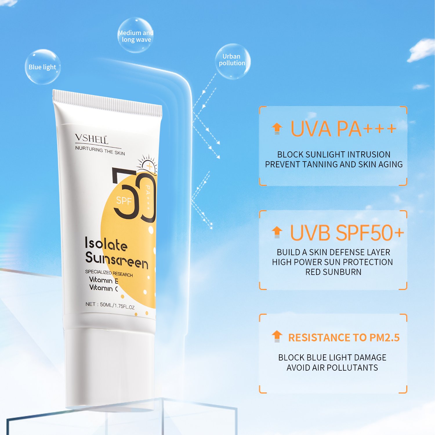 Private Label Korean Sunblock Water Resistant Non-Greasy Natural Organic Mineral Sun Block Cream Spf 50 Sunscreen