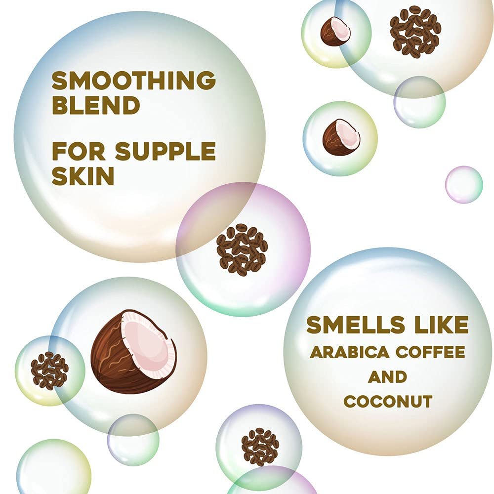 Smoothing Coconut Coffee Exfoliating Body Scrub with Arabica Coffee & Coconut Oil, Moisturizing Body Wash for Dry Skin