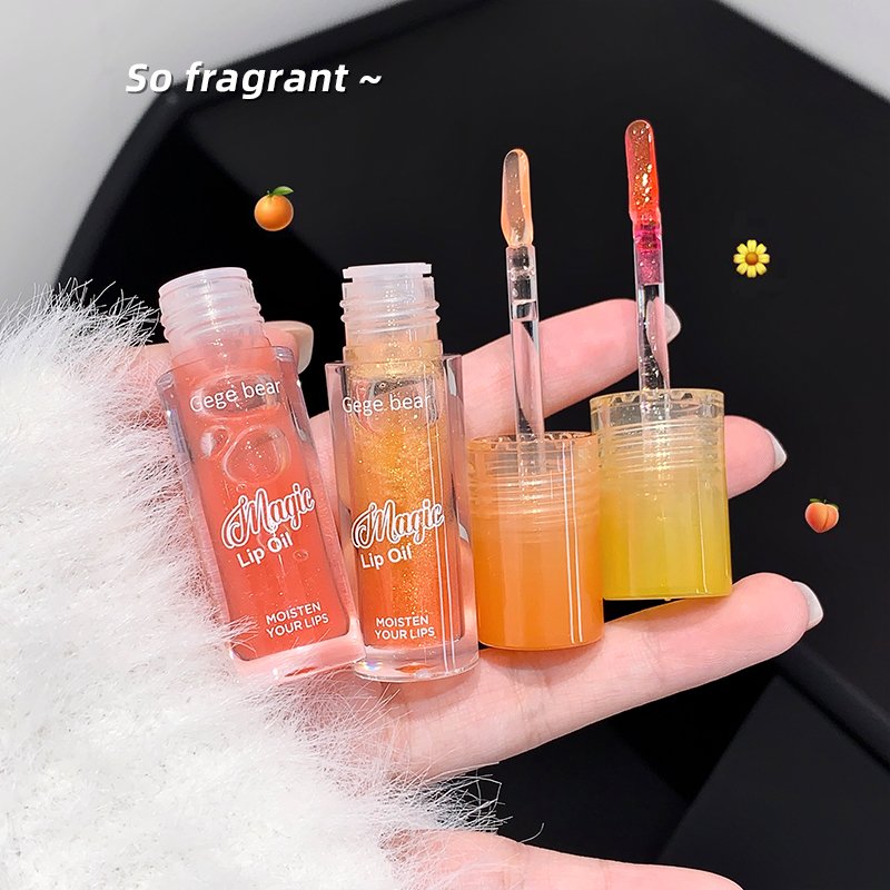 Gegebear Private Label Fruit Extract Lipstick Base Lip Care Oil Moisturizing Water Gloss Mirror Glaze Overlay Shiny Lip Oil