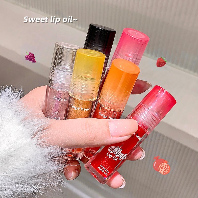 Gegebear Private Label Fruit Extract Lipstick Base Lip Care Oil Moisturizing Water Gloss Mirror Glaze Overlay Shiny Lip Oil